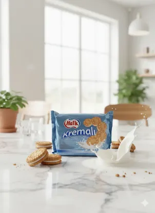 Bild von Halk Vanilya Aromalı Kremalı Sandviç Bisküvi 500g