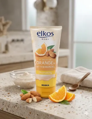 Bild von Elkos Body Duschpeeling Orange & Bittermandel 200 ml – Duschpeeling mit Orangen- und Bittermandel-Extrakt