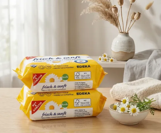 Bild von Gut & Günstig Feuchtes Toilettenpapier frisch & sanft Kamille 70 Stück