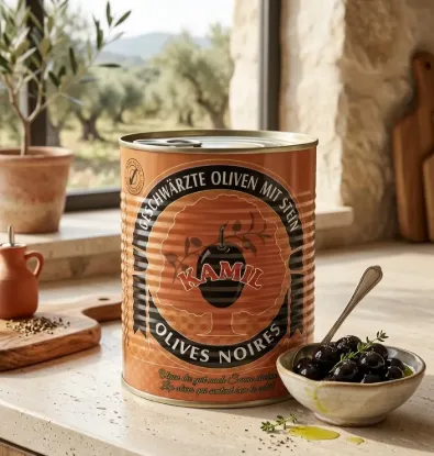 Bild von Kamil Geschwärzte Schwarze Oliven mit Stein 850g (Netto 500g)