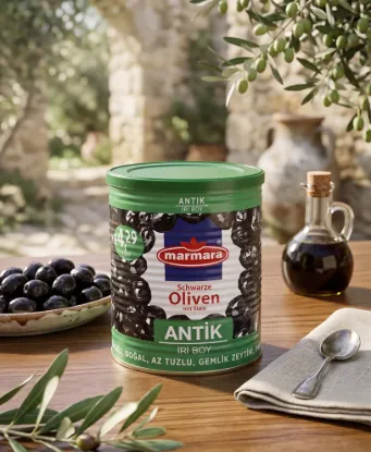 Bild von Marmara Antik Schwarze Oliven mit Stein 800g (Netto 400g)