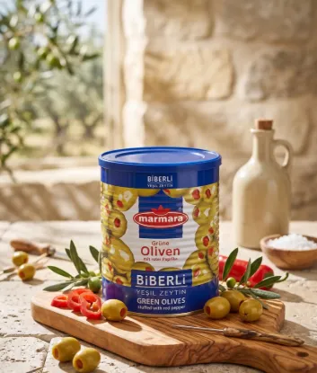 Bild von Marmara Biberli Yeşil Zeytin (mit roter Paprika) 400g / 800g