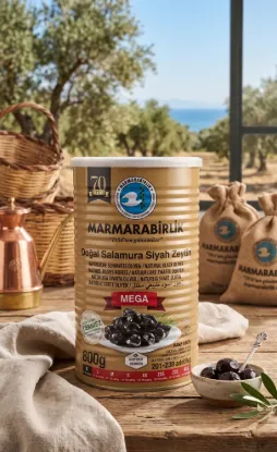 Bild von Marmarabirlik Doğal Salamura Siyah Zeytin Süper 800g