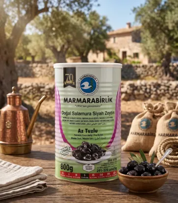 Bild von Marmarabirlik Doğal Salamura Siyah Zeytin Az Tuzlu 800g