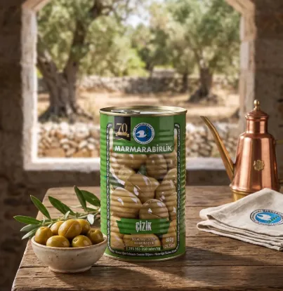 Bild von Marmarabirlik Çizik Yeşil Zeytin 1260g (Netto) / 1400g (Brutto), Süzme 800g