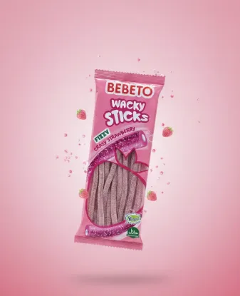 Bild von Bebeto Wacky Sticks Fizzy Crazy Strawberry 180g